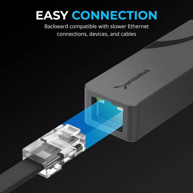 Alt view image 6 of 6 - SABRENT USB C to 2.5 Gbps Ethernet Adapter, USB C to Gigabit Ethernet Adapter, Aluminum Portable USB C Adapter, for MacBook Pro, MacBook Air, iPad Pro 2018 and Later (NT-25GA)