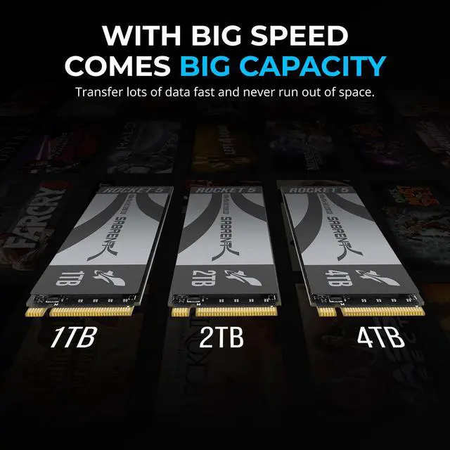 Alt view image 4 of 7 - SABRENT Rocket 5 1TB Advanced Performance Internal M.2 PCIe GEN 5 14GB/s X4 NVMe SSD (SB-RKT5-1TB)