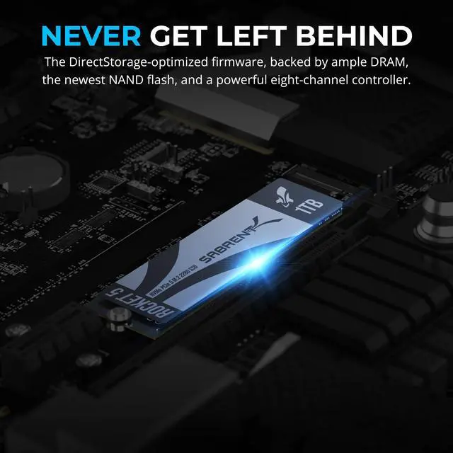 Alt view image 6 of 7 - SABRENT Rocket 5 1TB Advanced Performance Internal M.2 PCIe GEN 5 14GB/s X4 NVMe SSD (SB-RKT5-1TB)