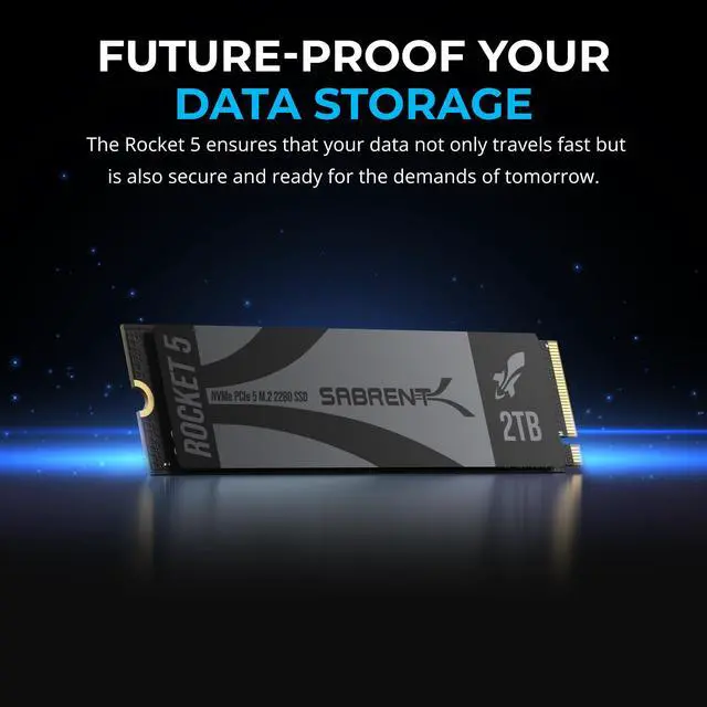 Alt view image 3 of 7 - SABRENT Rocket 5 2TB Advanced Performance Internal M.2 PCIe GEN 5 14GB/s X4 NVMe SSD (SB-RKT5-2TB)