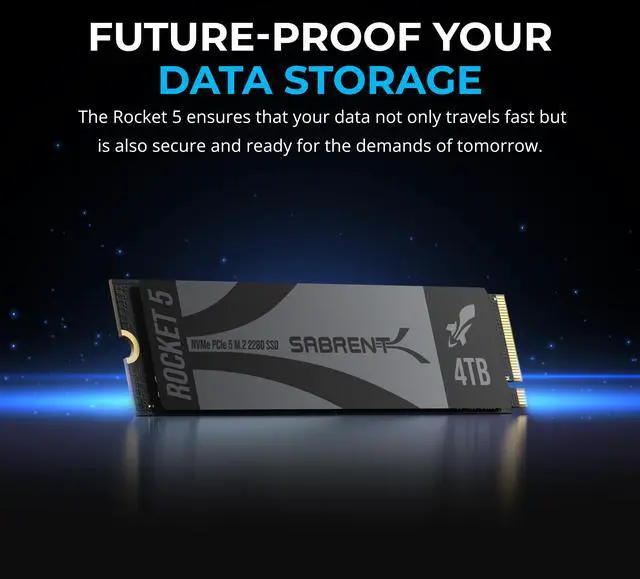 Alt view image 3 of 7 - SABRENT Rocket 5 4TB Advanced Performance Internal M.2 PCIe GEN 5 14GB/s X4 NVMe SSD (SB-RKT5-4TB)