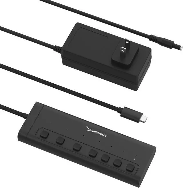 Alt view image 7 of 14 - SABRENT USB C Hub 7-Port 20W Powered Hub with Switches (HB-3A4C)