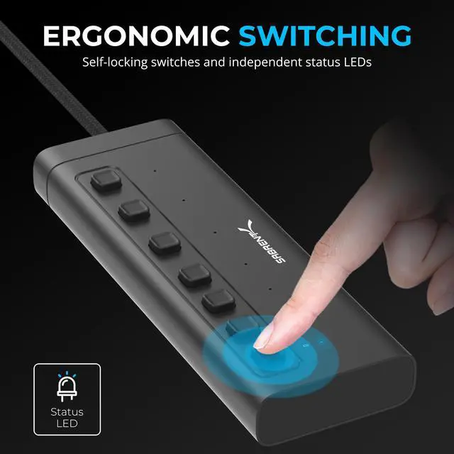 Alt view image 6 of 14 - SABRENT USB C Hub 7-Port 20W Powered Hub with Switches (HB-3A4C)