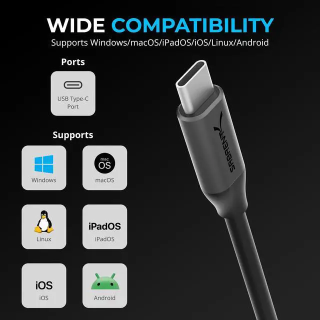 Alt view image 4 of 7 - SABRENT USB Type-C Audio Adapter with 24-Bit/96KHz Hi-Res Sound, Dual 3.5mm Jacks for Mic & Stereo, Aluminum Body, Plug-and-Play  Compatible with Headsets, Laptops, Desktops, Smartphones & Tablets (A