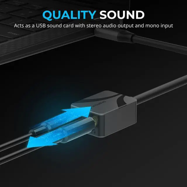 Alt view image 7 of 7 - SABRENT USB Type-C Audio Adapter with 24-Bit/96KHz Hi-Res Sound, Dual 3.5mm Jacks for Mic & Stereo, Aluminum Body, Plug-and-Play  Compatible with Headsets, Laptops, Desktops, Smartphones & Tablets (A