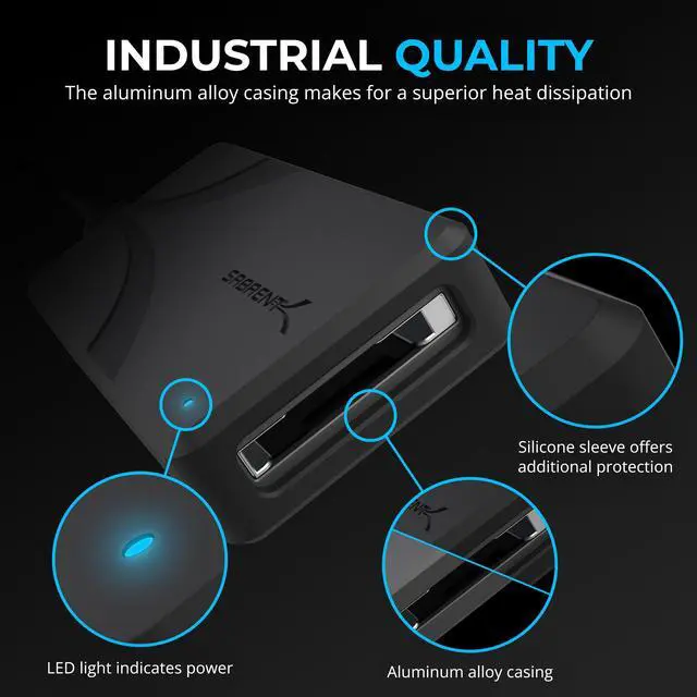 Alt view image 4 of 6 - SABRENT USB4 CFexpress Type B Card Reader  40Gbps Transfer Speed, Aluminum Alloy Body, Detachable USB-C Cable, Silicone Sleeve, OTG Support  Compatible with Cameras, Laptops, and Cages (CR-U4XB)