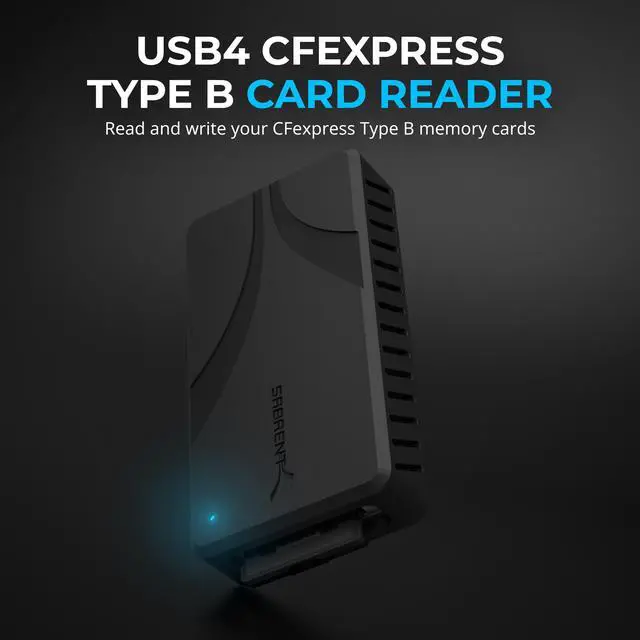 Alt view image 2 of 6 - SABRENT USB4 CFexpress Type B Card Reader  40Gbps Transfer Speed, Aluminum Alloy Body, Detachable USB-C Cable, Silicone Sleeve, OTG Support  Compatible with Cameras, Laptops, and Cages (CR-U4XB)