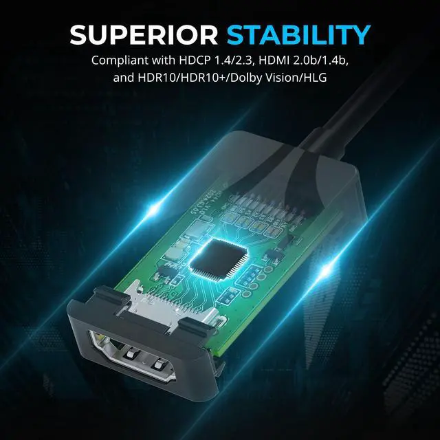 Alt view image 7 of 7 - SABRENT 4K USB Type-C to HDMI Adapter - Plug-and-Play, 4K@60Hz, HDR10/Dolby Vision Support, Compatible with Laptops, Tablets, Smartphones, and Gaming Devices - Portable Aluminum Design (DA-CH4K)