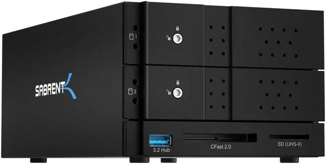 Alt view image 9 of 10 - sabrent usb type-c to dual 3.5? sata and raid docking station with cfast/sd card readers and usb type-a port (ds-2bcr)
