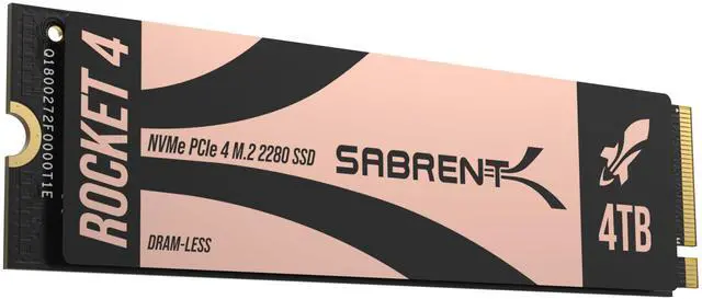 Main image of SABRENT Rocket 4, 4TB PCIe 4.0 NVMe SSD  7400MB/s Read, 6400MB/s Write, Gen4 SSD for Desktops, Laptops, and PS5, High-Speed Performance with Low Heat, for Gaming and System Builders (SB-RKT4L-4TB)