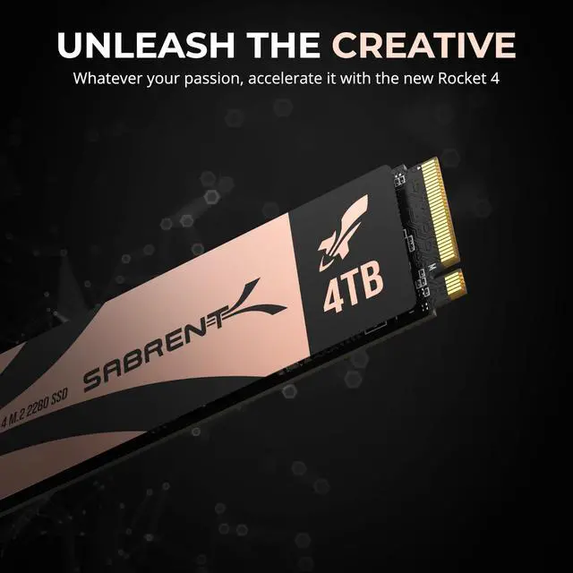 Alt view image 4 of 7 - SABRENT Rocket 4, 4TB PCIe 4.0 NVMe SSD  7400MB/s Read, 6400MB/s Write, Gen4 SSD for Desktops, Laptops, and PS5, High-Speed Performance with Low Heat, for Gaming and System Builders (SB-RKT4L-4TB)