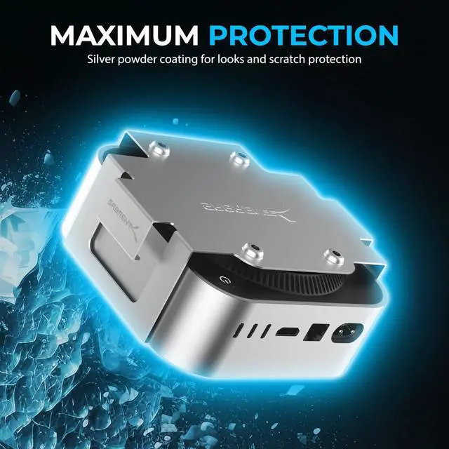 Alt view image 5 of 7 - SABRENT Desk/Wall Flex-Mount for Mac mini (2024+)  Aluminum Scratch-Resistant Mounting System for Wall, Under Desk, or Surface Installation  Enhanced Cable Management & Proper Airflow  Mac mini Mou