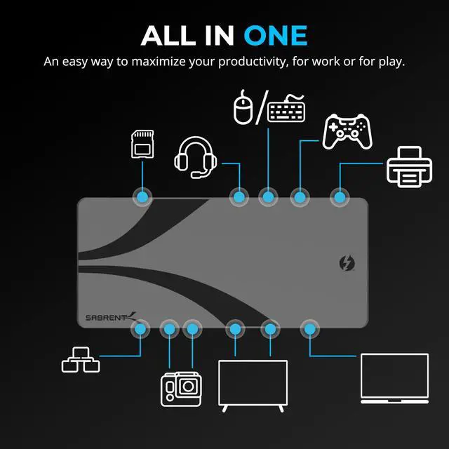 Alt view image 3 of 7 - SABRENT Thunderbolt 4 Docking Station, TB4 Ports, 8K/4K, USB4 & TB3 Compatible, DP 1.4, HDMI 2.1, USB-C/USB-A Ports, Gigabit Ethernet, Audio Jack, SD/TF Card Reader, Windows/macOS/Linux (DS-T4MF)