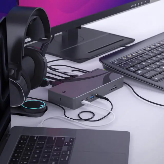 Alt view image 7 of 7 - SABRENT Thunderbolt 4 Docking Station, TB4 Ports, 8K/4K, USB4 & TB3 Compatible, DP 1.4, HDMI 2.1, USB-C/USB-A Ports, Gigabit Ethernet, Audio Jack, SD/TF Card Reader, Windows/macOS/Linux (DS-T4MF)