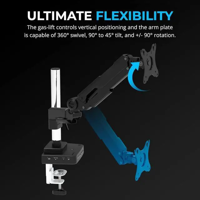Alt view image 6 of 7 - SABRENT Thunderbolt 4 Docking Station with Monitor Desk Mount, Gas-Lift Arm, 4 USB Ports, UHS-II Card Reader, Gigabit Ethernet, HDMI, DisplayPort, 8K/4K, VESA Mount for Monitors up to 32 (DS-T4WA)