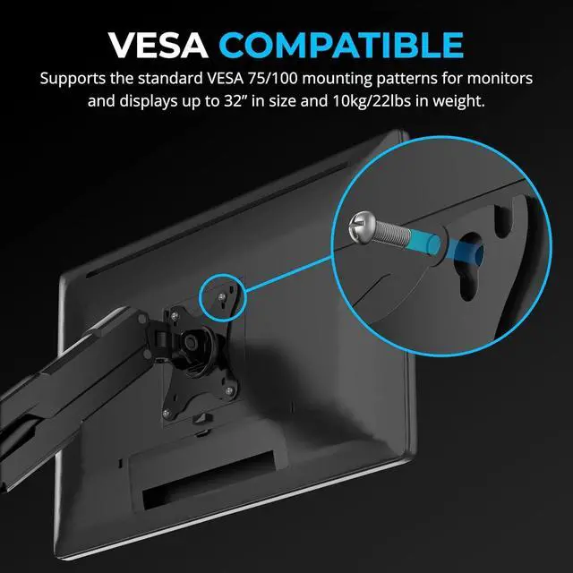 Alt view image 7 of 7 - SABRENT Thunderbolt 4 Docking Station with Monitor Desk Mount, Gas-Lift Arm, 4 USB Ports, UHS-II Card Reader, Gigabit Ethernet, HDMI, DisplayPort, 8K/4K, VESA Mount for Monitors up to 32 (DS-T4WA)