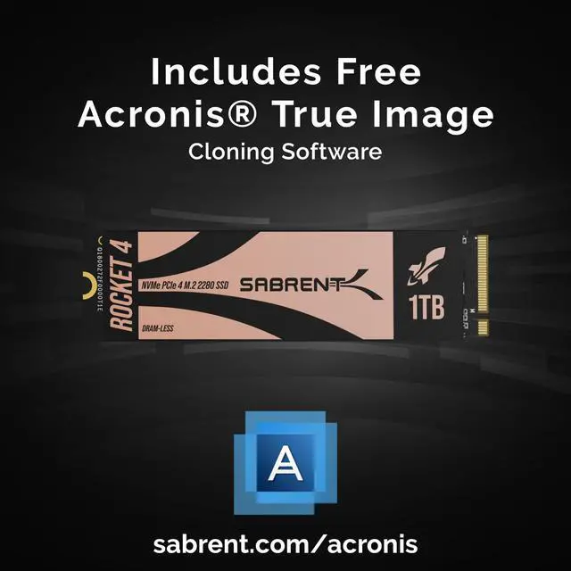 Alt view image 7 of 7 - SABRENT Rocket 4 1TB DRAM-LESS M.2 PCIe GEN 4 X4 NVMe SSD (SB-RKT4L-1TB)