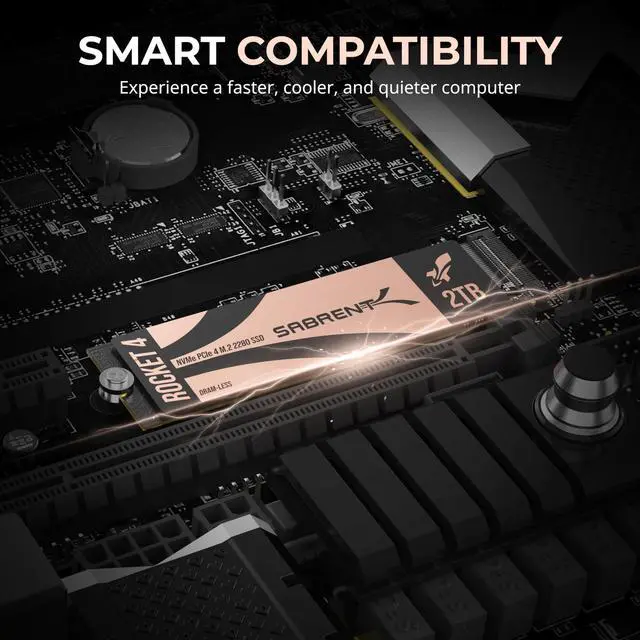 Alt view image 4 of 7 - SABRENT Rocket 4 2TB DRAM-LESS M.2 PCIe GEN 4 X4 NVMe SSD (SB-RKT4L-2TB)