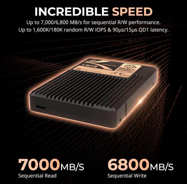 Alt view image 6 of 7 - SABRENT Rocket Enterprise PCIe 4.0 U.2 NVMe 1.92TB SSD, High-Endurance Server Drive with Power Loss Protection, Up to 7,000MB/s, 1DWPD, E2E Protection, NVMe-MI, 2.5M MTBF (SB-P4U2-1920)