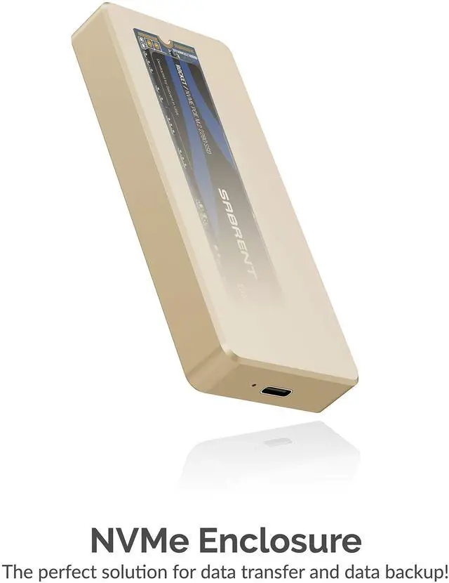 Alt view image 8 of 13 - Sabrent USB Type-C Aluminum Enclosure for M.2 NVMe SSD in Gold (EC-NVME-GLD)