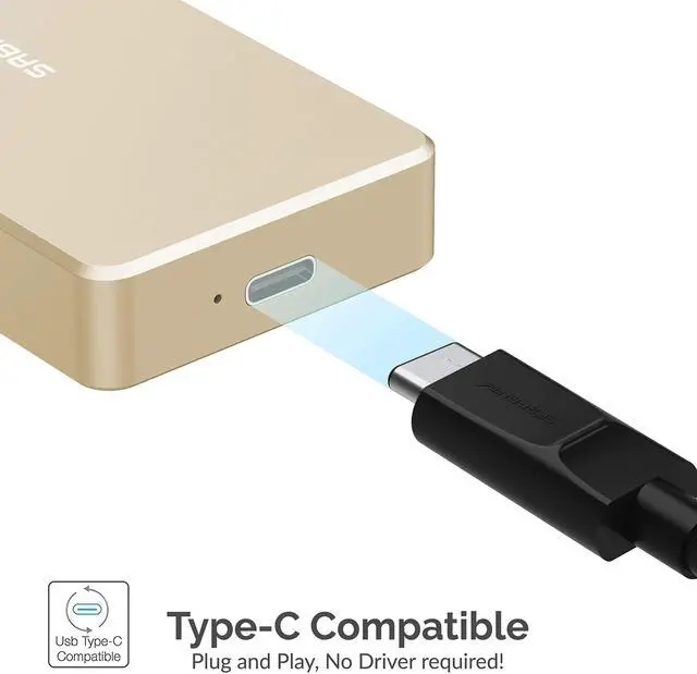Alt view image 9 of 13 - Sabrent USB Type-C Aluminum Enclosure for M.2 NVMe SSD in Gold (EC-NVME-GLD)