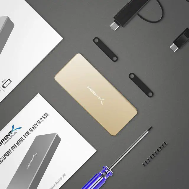 Alt view image 12 of 13 - Sabrent USB Type-C Aluminum Enclosure for M.2 NVMe SSD in Gold (EC-NVME-GLD)