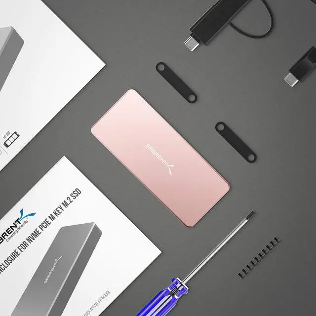 Alt view image 13 of 14 - Sabrent USB Type-C Aluminum Enclosure for M.2 NVMe SSD in Pink (EC-NVME-PNK)