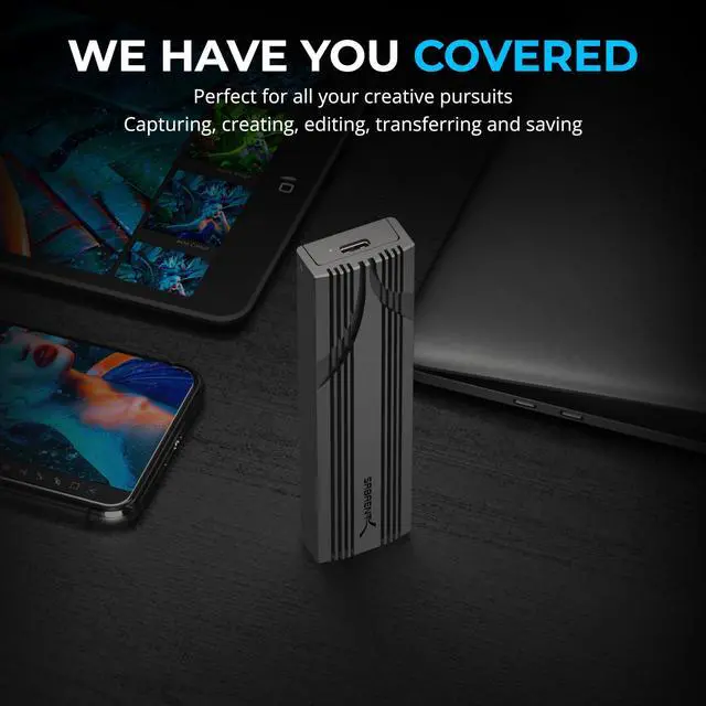 Alt view image 5 of 7 - SABRENT USB 3.2 Type-C Tool-Free Enclosure for M.2 NVMe SSDs Only, 10Gbps Gen 2 USB C External Adapter for M.2 2230/2242/2260/2280 (Not SATA), Aluminum Alloy, Type-A Adapter Included (EC-PNVO)