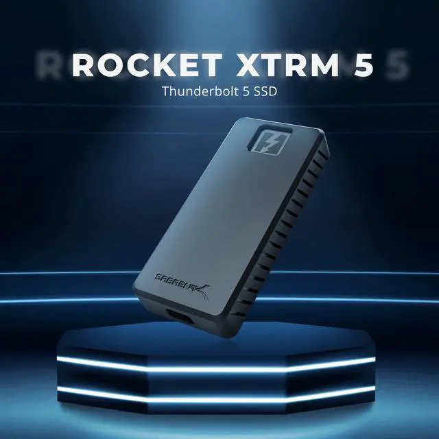 Alt view image 2 of 7 - SABRENT Rocket XTRM 5 2TB Thunderbolt 5 Portable SSD, 80Gbps Connection, Up to 64Gbps Transfer, Compatible with TB4 TB3 USB4 USB 3.2 20Gbps 10Gbps 5Gbps, Rugged Aluminum and Silicone (SB-XTM5-2TB)
