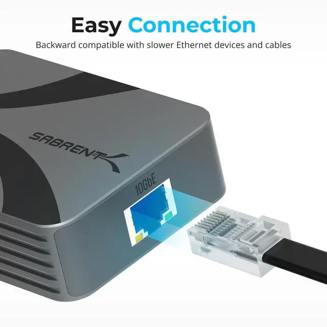Alt view image 6 of 7 - SABRENT USB4 to 10 Gigabit Ethernet Adapter  USB-C to 10GbE Network Adapter for USB4/Thunderbolt 3/4, Aluminum Housing, Bus Powered, Backward Compatible with Multi-Gig and Gigabit Networks (NT-P10G)
