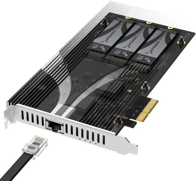 SABRENT PCIe 3.0 x4 Add-in Card with 10GbE and 3x M.2 NVMe SSD