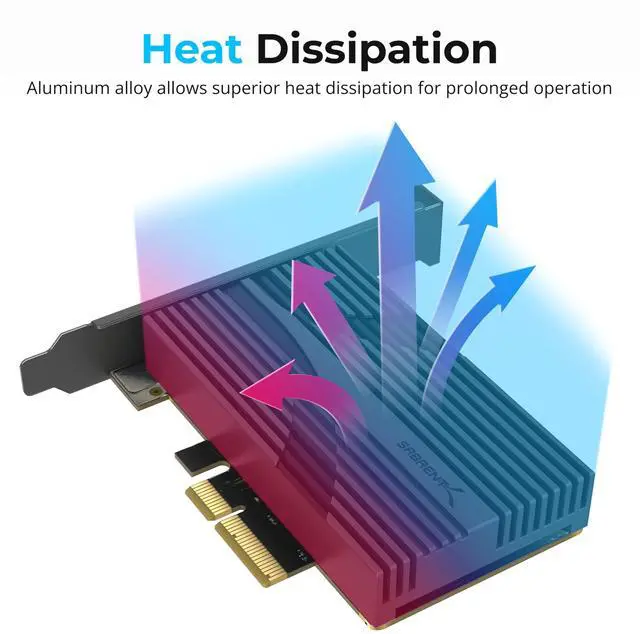 Alt view image 2 of 6 - SABRENT 10 Gigabit Ethernet PCIe Network Adapter  PCIe 3.0 x4 Card, Aluminum Heatsink, Backward Compatible with 5GbE/2.5GbE/Gigabit/Fast Ethernet, Fits x4/x8/x16 Slots, Status LEDs (NT-10PE)