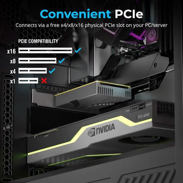 Alt view image 6 of 6 - SABRENT 10 Gigabit Ethernet PCIe Network Adapter  PCIe 3.0 x4 Card, Aluminum Heatsink, Backward Compatible with 5GbE/2.5GbE/Gigabit/Fast Ethernet, Fits x4/x8/x16 Slots, Status LEDs (NT-10PE)