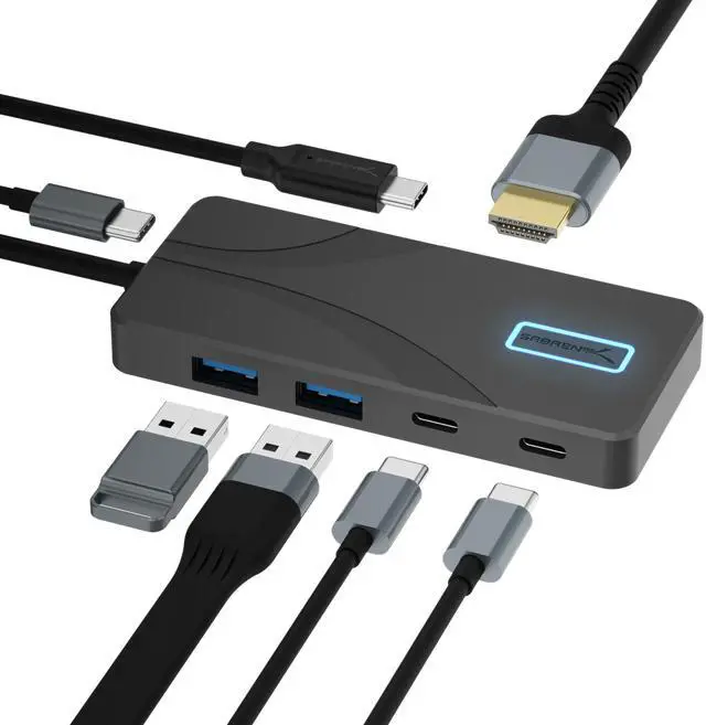 Main image of SABRENT USB Type-C 5-Port Hub with 10Gbps USB 3.2 Ports, 4K HDMI Output, 80W Power Delivery, 2x USB-A, 2x USB-C, Portable Docking Station for Laptops Tablets Smartphones, HDR/HDCP Support (HB-TG5P)