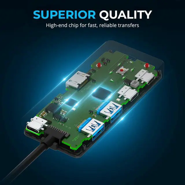 Alt view image 6 of 7 - SABRENT USB Type-C 5-Port Hub with 10Gbps USB 3.2 Ports, 4K HDMI Output, 80W Power Delivery, 2x USB-A, 2x USB-C, Portable Docking Station for Laptops Tablets Smartphones, HDR/HDCP Support (HB-TG5P)