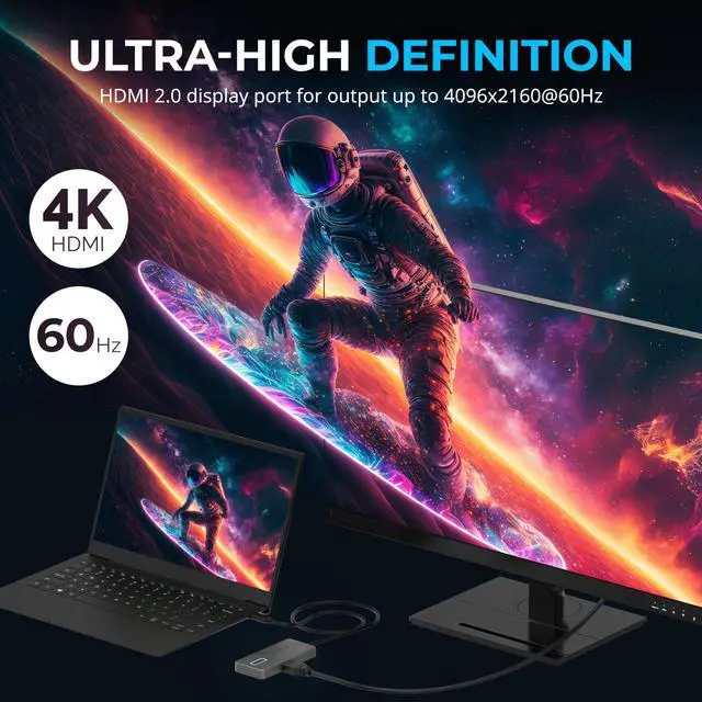 Alt view image 7 of 7 - SABRENT USB Type-C 5-Port Hub with 10Gbps USB 3.2 Ports, 4K HDMI Output, 80W Power Delivery, 2x USB-A, 2x USB-C, Portable Docking Station for Laptops Tablets Smartphones, HDR/HDCP Support (HB-TG5P)