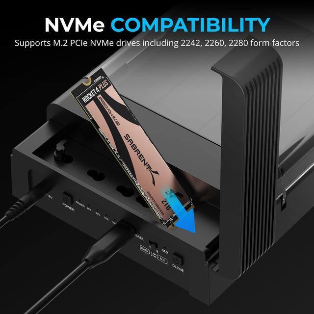 Alt view image 3 of 8 - SABRENT USB Type C Lay Flat Docking Station for M.2 PCIe NVMe + SATA 2.5'"/3.5" SSD & HDD with Offline Clone Function [DS-UFNC]