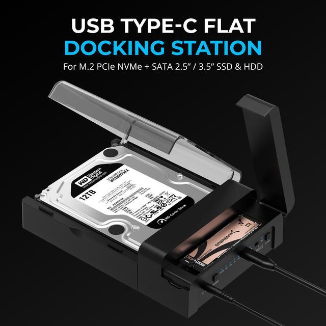 Alt view image 2 of 8 - SABRENT USB Type C Lay Flat Docking Station for M.2 PCIe NVMe + SATA 2.5'"/3.5" SSD & HDD with Offline Clone Function [DS-UFNC]