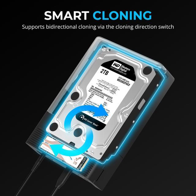 Alt view image 7 of 8 - SABRENT USB Type C Lay Flat Docking Station for M.2 PCIe NVMe + SATA 2.5'"/3.5" SSD & HDD with Offline Clone Function [DS-UFNC]