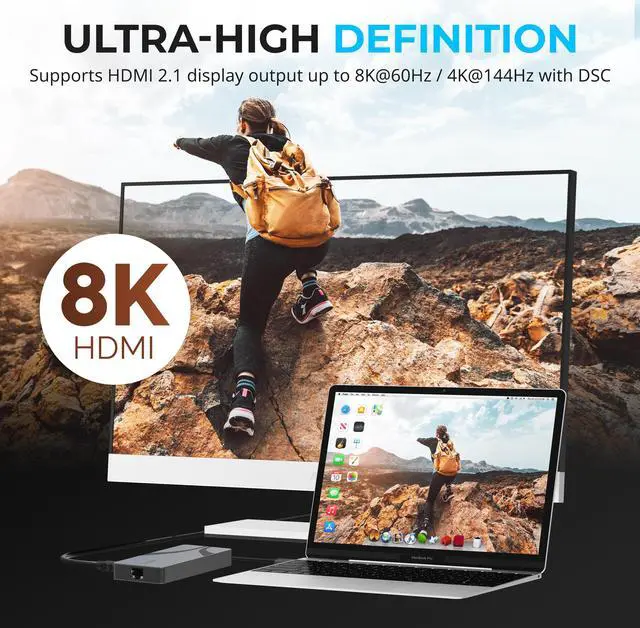 Alt view image 4 of 7 - SABRENT USB4 Hub, Travel Dock Hub with 2 USB-C Ports, 1 USB-A Port, HDMI 2.1, 2.5GbE and 85W PD 3.0 [HB-U4HP]