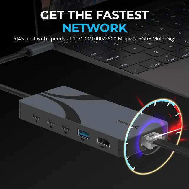Alt view image 5 of 7 - SABRENT USB4 Hub, Travel Dock Hub with 2 USB-C Ports, 1 USB-A Port, HDMI 2.1, 2.5GbE and 85W PD 3.0 [HB-U4HP]