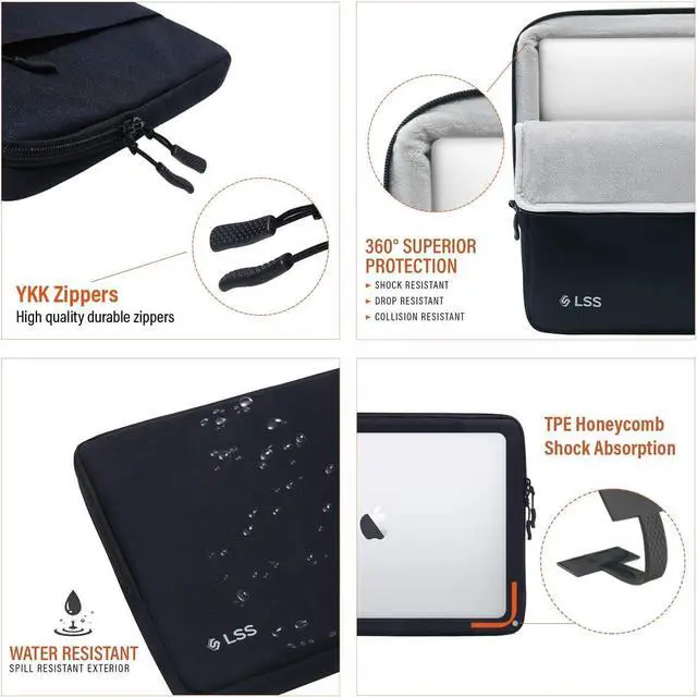 Alt view image 4 of 4 - LSS Protective Laptop Sleeve for Men/Women - Stylish & Durable Sleeve Bag for 13"-13.5" Laptops - Cool Laptop Sleeve - Compatible with MacBook, Microsoft Surface, Lenovo, HP, Dell, & More