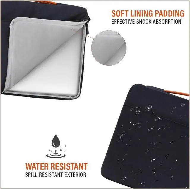 Alt view image 4 of 5 - LSS Protective Laptop Sleeve Case with PU Leather Handle for Men/Women - Stylish & Durable Sleeve for 12"-12.9" Laptops, Compatible with MacBook Air, Pro, Microsoft Surface & More