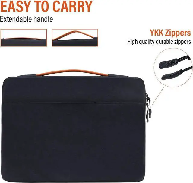 Alt view image 3 of 5 - LSS Protective Laptop Sleeve Case with PU Leather Handle for Men/Women - Stylish & Durable Sleeve for 12"-12.9" Laptops, Compatible with MacBook Air, Pro, Microsoft Surface & More