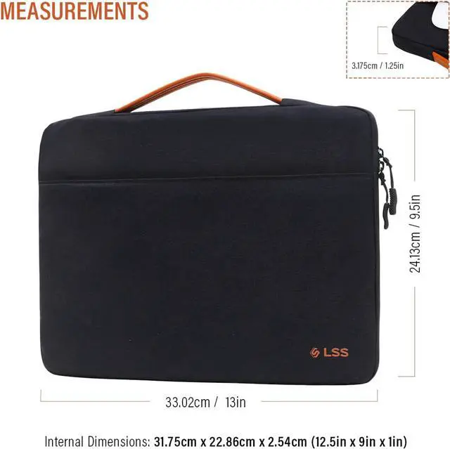 Alt view image 2 of 5 - LSS Protective Laptop Sleeve Case with PU Leather Handle for Men/Women - Stylish & Durable Sleeve for 12"-12.9" Laptops, Compatible with MacBook Air, Pro, Microsoft Surface & More