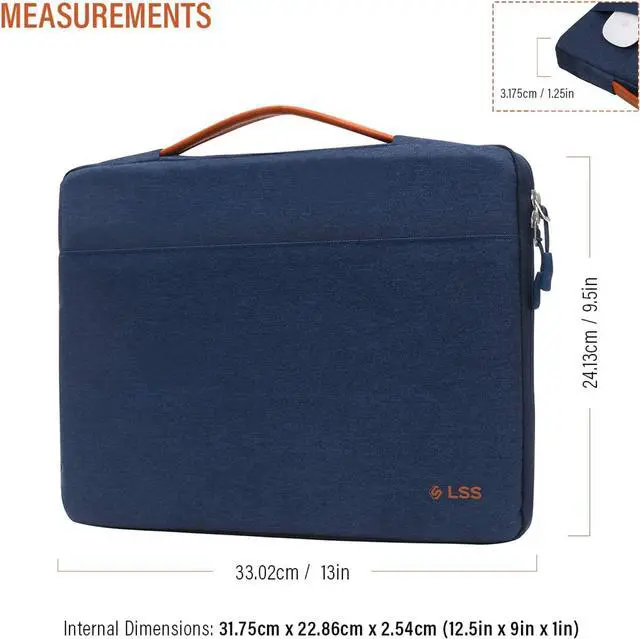 Alt view image 5 of 5 - LSS Protective Laptop Sleeve Case with PU Leather Handle for Men/Women - Stylish & Durable Sleeve for 12"-12.9" Laptops, Compatible with MacBook Air, Pro & More Blue 12 in - 12.9 in