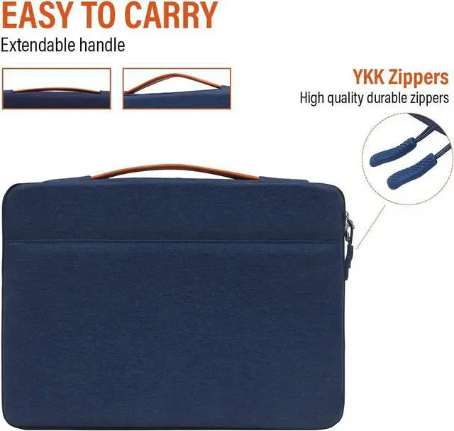 Alt view image 2 of 5 - LSS Protective Laptop Sleeve Case with PU Leather Handle for Men/Women - Stylish & Durable Sleeve for 12"-12.9" Laptops, Compatible with MacBook Air, Pro & More Blue 12 in - 12.9 in