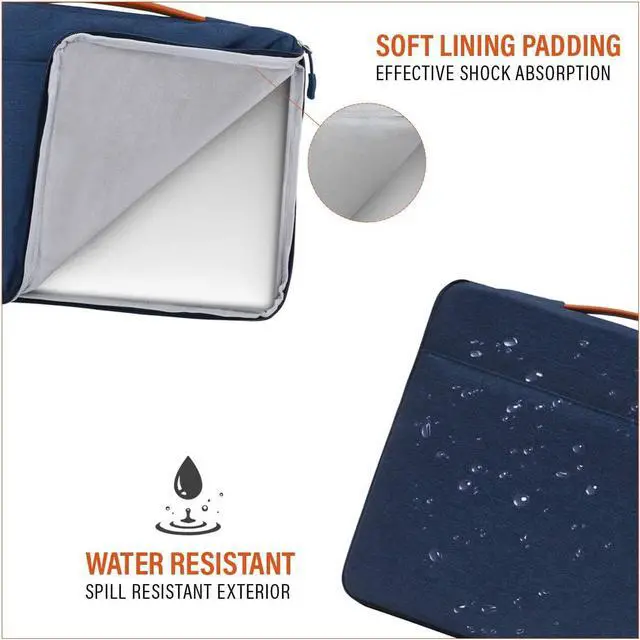 Alt view image 4 of 5 - LSS Protective Laptop Sleeve Case with PU Leather Handle for Men/Women - Stylish & Durable Sleeve for 12"-12.9" Laptops, Compatible with MacBook Air, Pro & More Blue 12 in - 12.9 in
