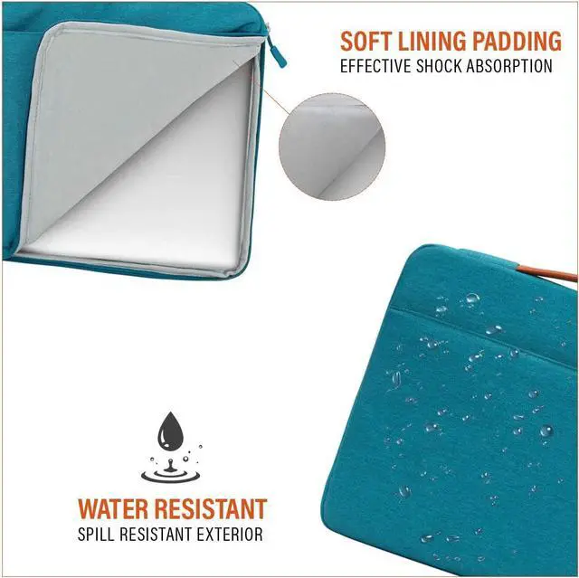 Alt view image 4 of 5 - LSS Protective Laptop Sleeve Case with PU Leather Handle for Men/Women - Stylish & Durable Sleeve for 12"-12.9" Laptops, Compatible with MacBook Air, Pro & More Teal 12 in - 12.9 in