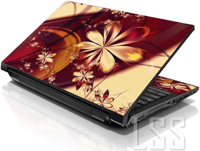 Main image of LSS 15 15.6 Inches Laptop Notebook Skin Sticker with 2 Wrist Pads - Reusable Cover Protector Vinyl Sticker Cover Decal Fits 13" - 16" - Flower Floral Pattern
